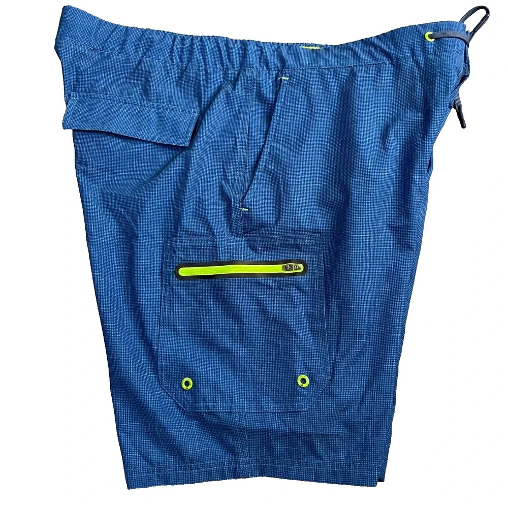Zero‎ Exposure Men's Sz Lg 38x9 Royal Blue/Lime Swim Board Shorts Lined Pockets